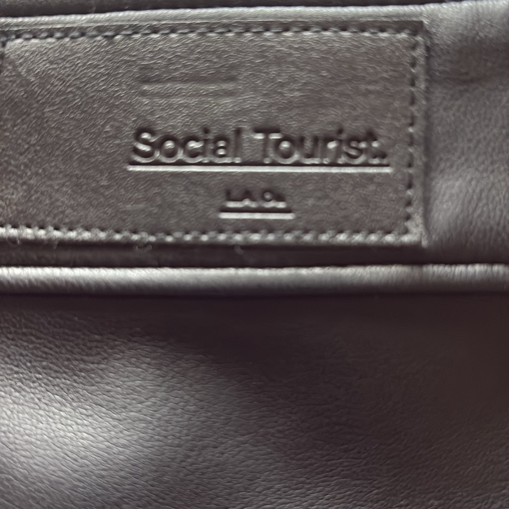 Social Tourist Ultra High Rise Baggy Black Vegan Leather Size 27 - Picture 4 of 13